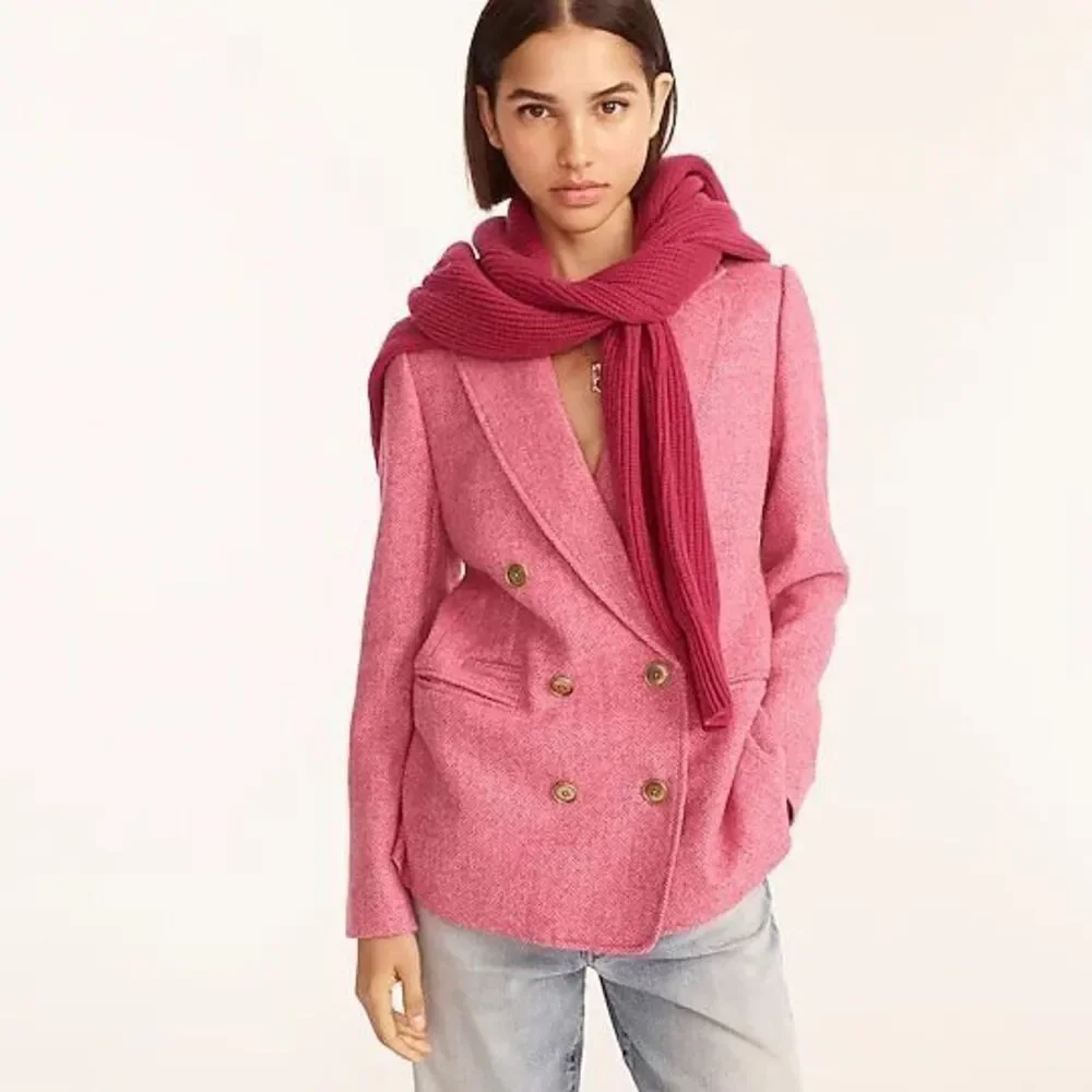J. Crew Bristol Blazer in Pink English Wool Herringbone Size 4 - Picture 1 of 12